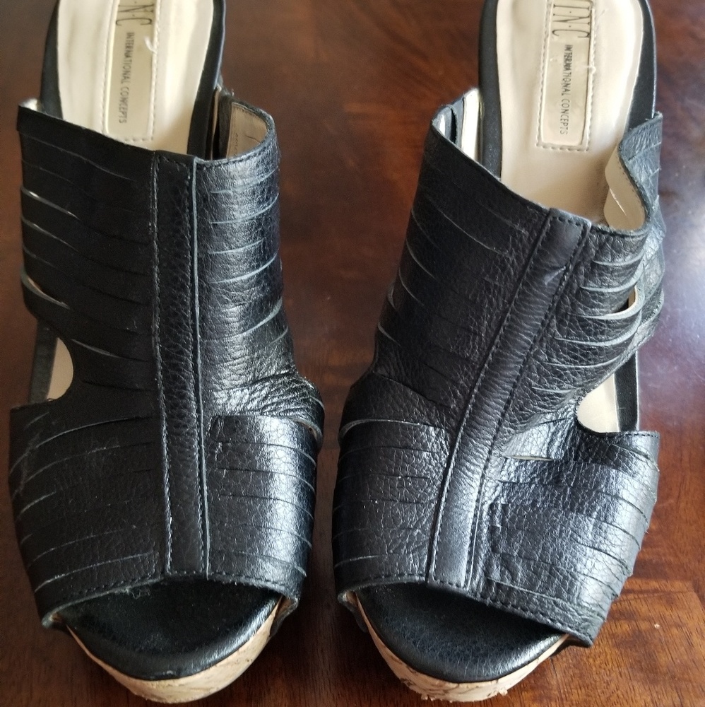 INC cute black wedges